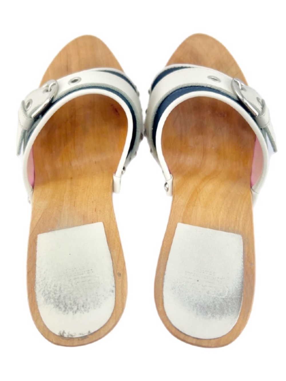 COACH Navy and White Wood Heel Mule Y2K - 7.5 M - Picture 7 of 12